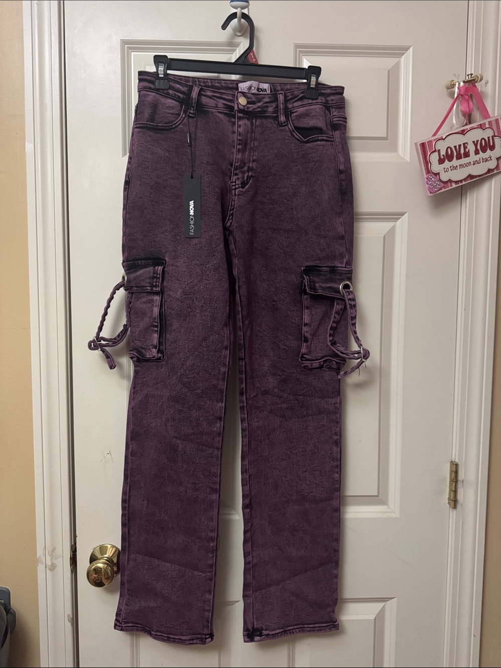 Purple Cargo Jeans for woman  - Stylish Utility Denim